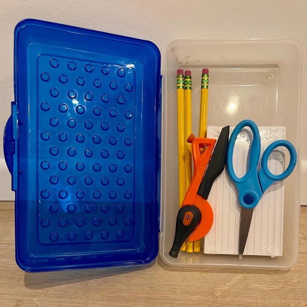 Elementary Homework Supply Kit in Case | Scissors, Pencils, Index Cards, Compass